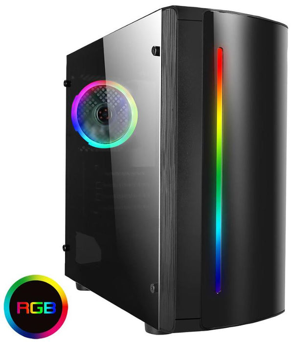 Beam Micro ATX PC Tower Case with Halo LED Fan, Black