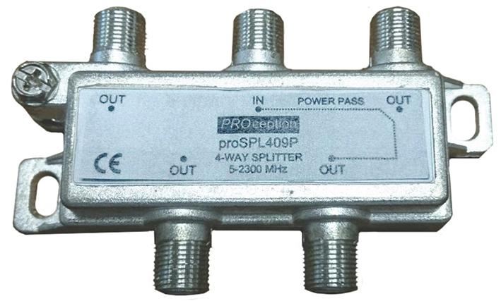 4-Way Network Splitter 5-2300MHz, Power Pass 1 Port