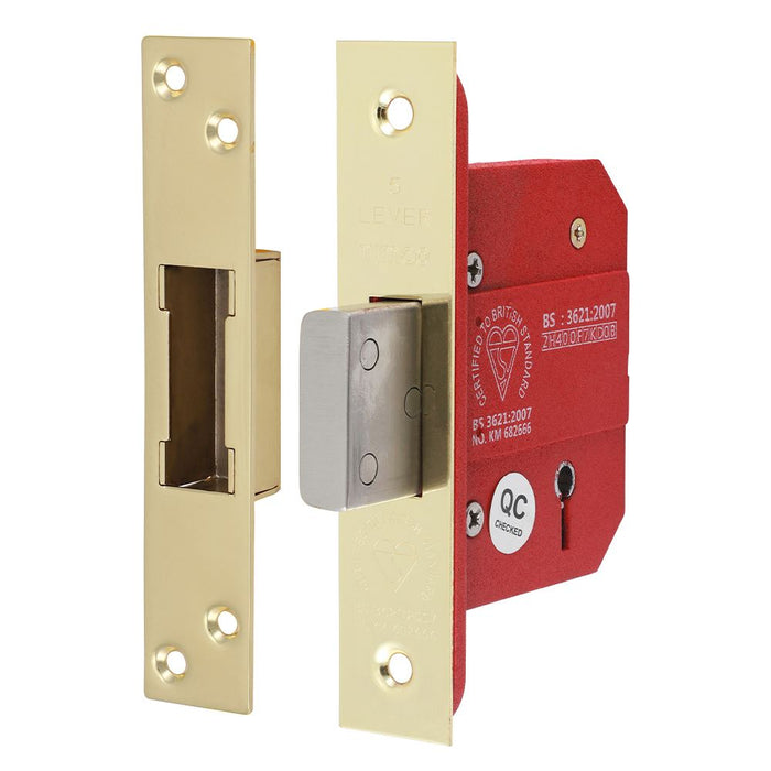 5 Lever BS Deadlock Electro Brass