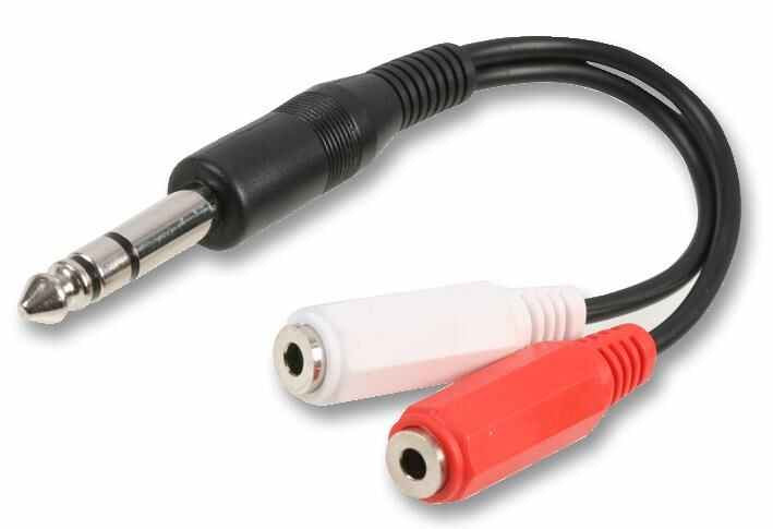 PRO SIGNAL 6.35mm (1/4") Stereo Jack Plug to 2x 3.5mm Stereo Jack Lead 150mm