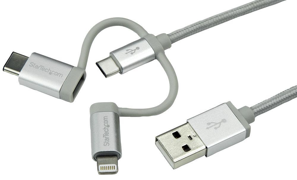 USB 2.0 Multi-Charger Lightning/USB-C/Micro USB Lead