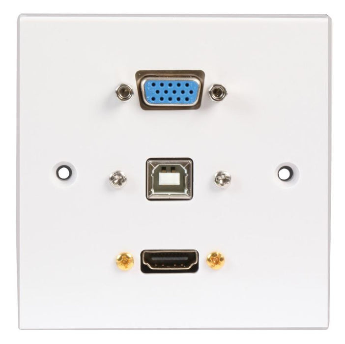 1 Gang Multimedia Wallplate with HDMI VGA and USB