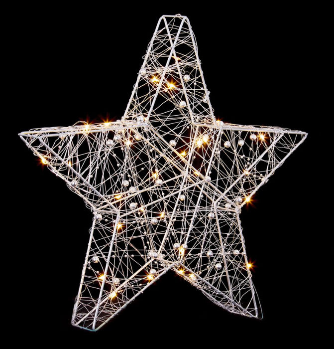 38cm Wire Star, 30 Warm White LEDs