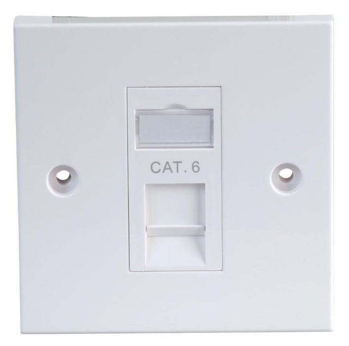 1 Gang Single RJ45 Socket Faceplate White