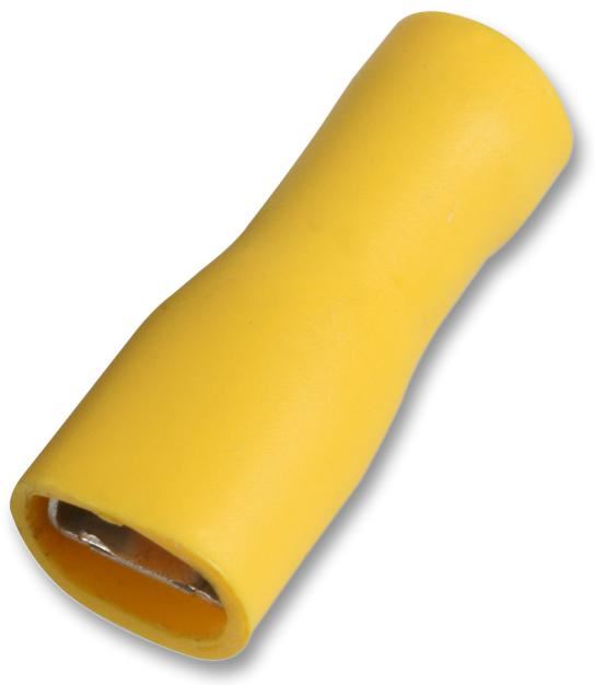 Female Push On Crimp Terminal Yellow 20A 6.3mm, 10 Pack