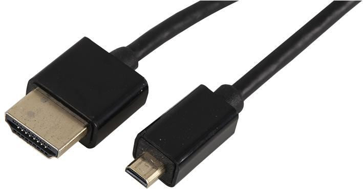 HDMI Lead with Ethernet, Male to Micro D Male, ABS Connectors, 2m