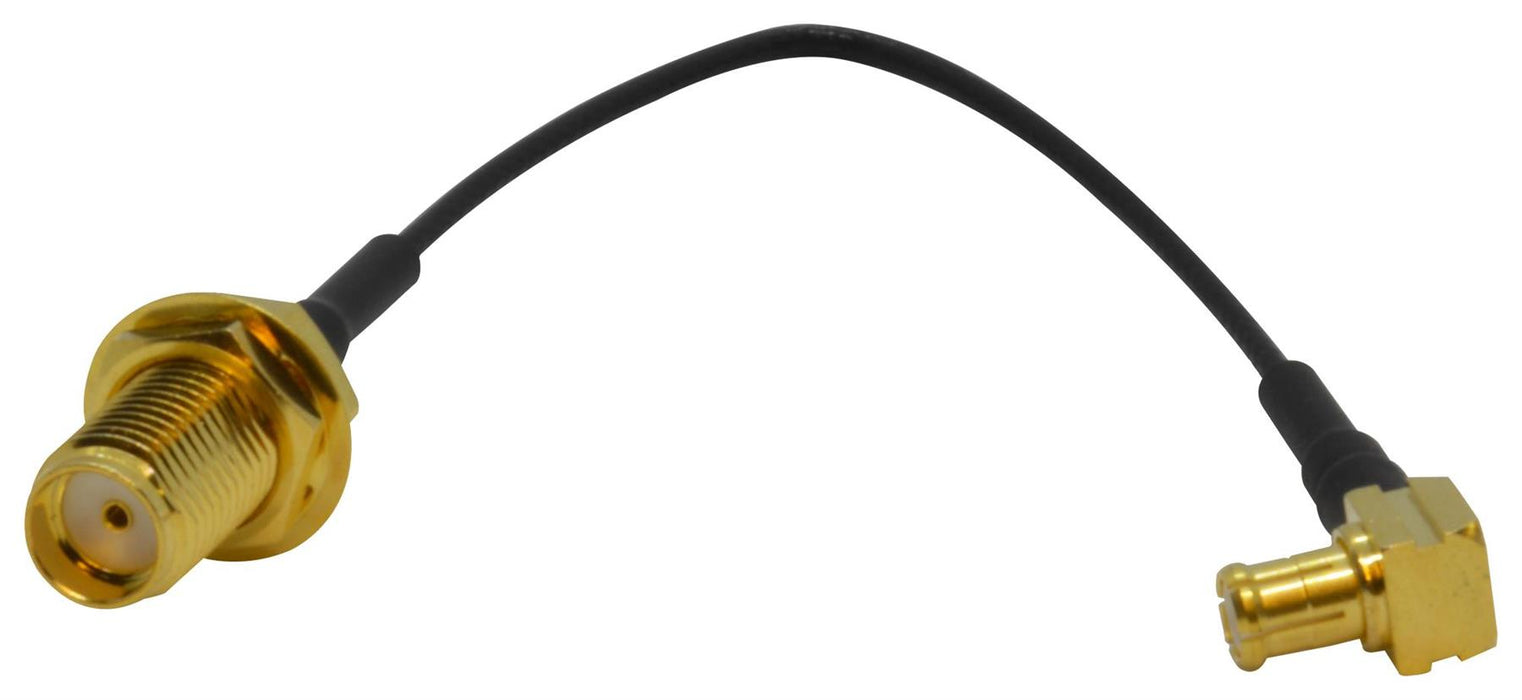 RF Cable Assembly, 90° MCX Plug to SMA Bulkhead Jack, 50ohm, 100mm