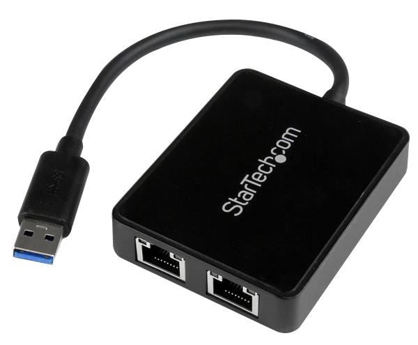 USB 3.0 to Dual Port Gigabit Ethernet Adaptor NIC with USB Port