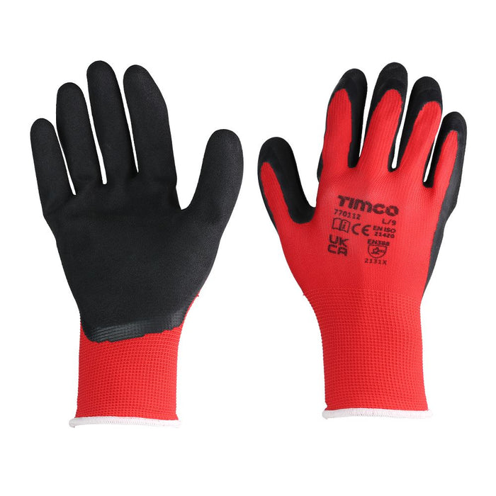 Toughlight Grip Gloves - Sandy Latex Coated Polyester. Various Sizes