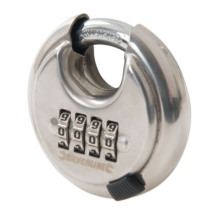 Stainless Steel Combination Disc Padlock 4-Digit - 70mm