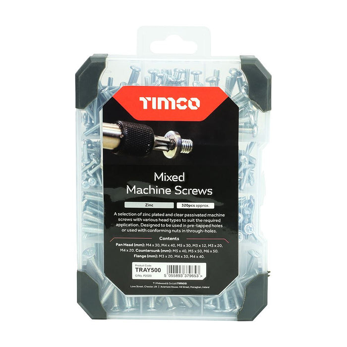 Mixed Tray - Machine Screws - Zinc (Size 320pcs - 320 Pieces)