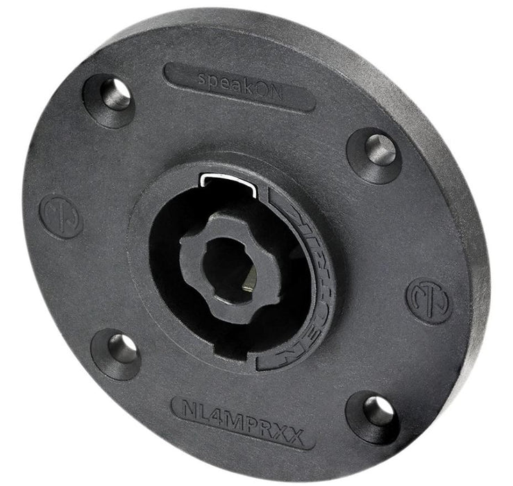 4 Pole Chassis Connector, Black Round G Size Flange, Countersunk Holes