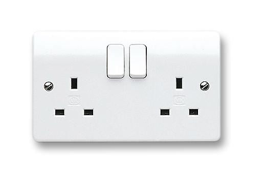 MK - Logic Plus 13A 2 Gang DP Switched Socket, White