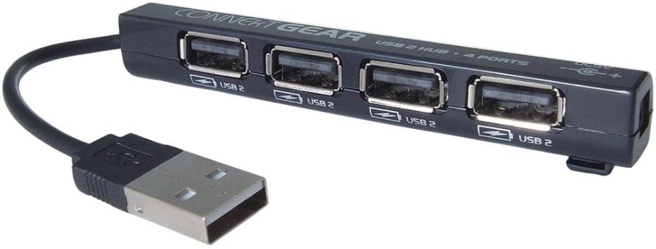 4 Port USB 2.0 Hub, Black
