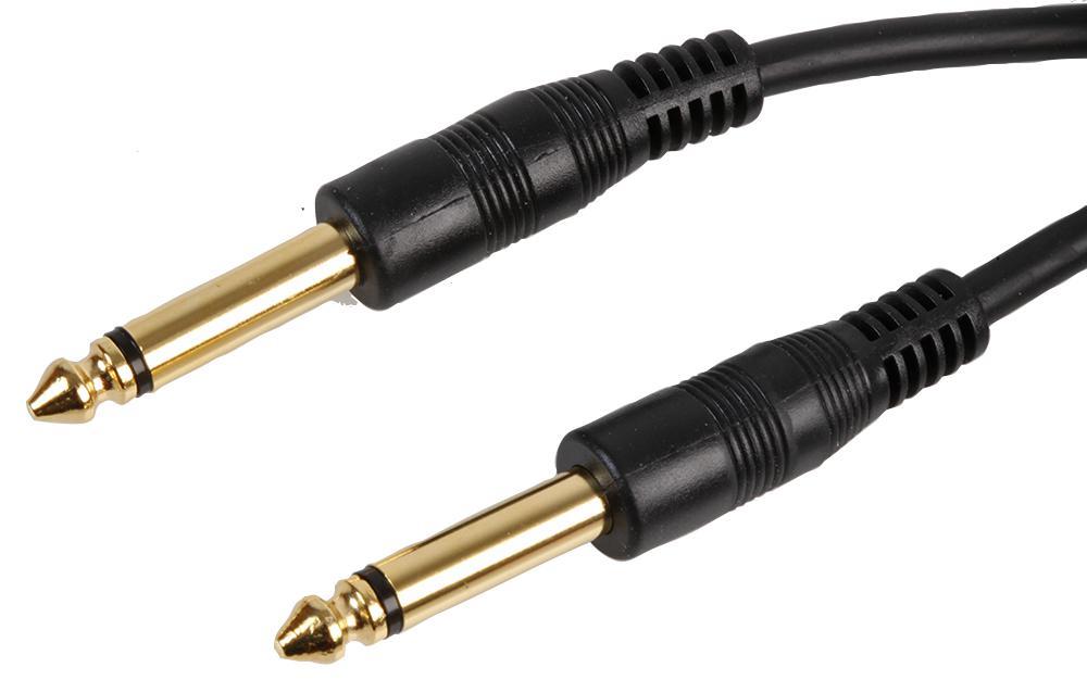 6.35mm (1/4") Mono Jack Plug to Plug Lead, 10m Black