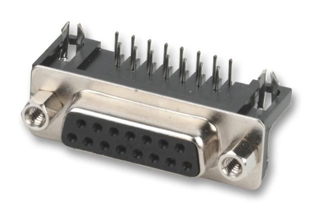 15 Pin D-Sub Right Angle PCB Socket With Boardlock