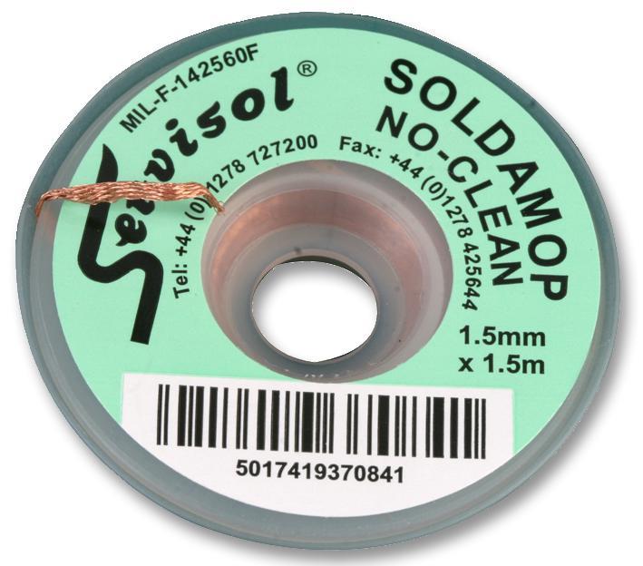 Soldamop Desoldering Braid 1.5mm x 1.5m Green