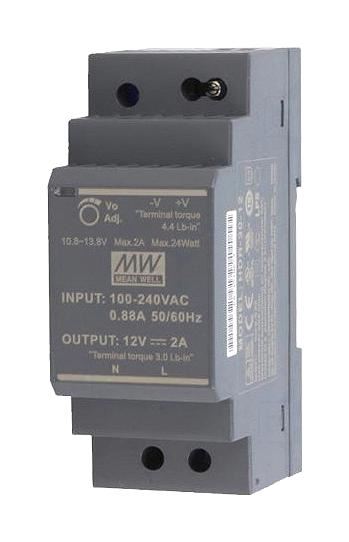 12V, 2A, 24W, AC/DC DIN Rail Power Supply