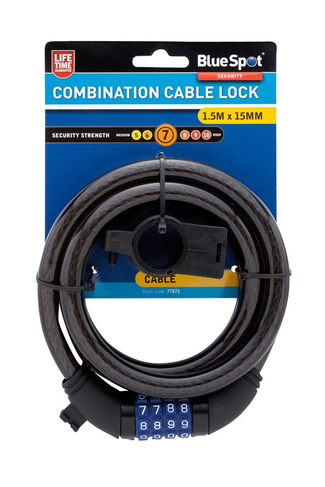 1.5m x 15mm Combination Cable Lock