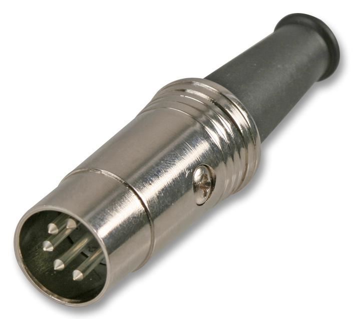 5 Pin MIDI DIN Plug with Metal Body & Rubber Strain Relief