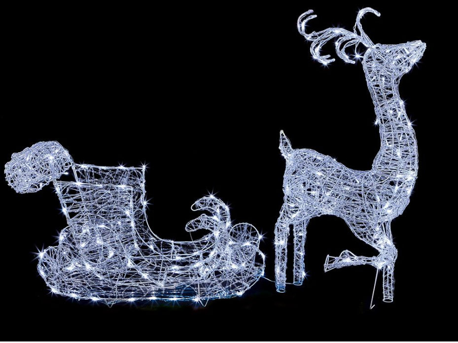 Raraion - LED Acrylic Reindeer and Sleigh Christmas Light, 1m