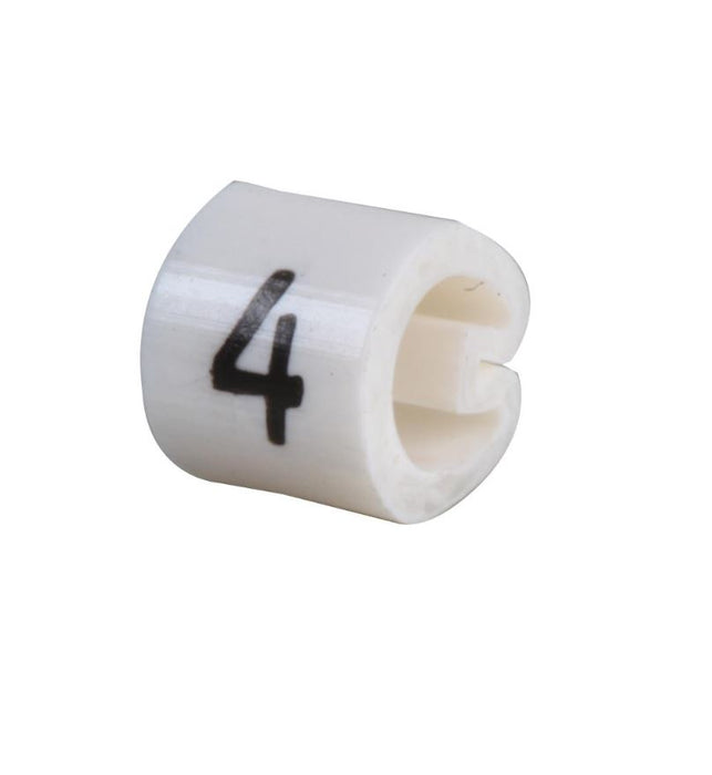 Z Type Cable Marker, 4, Straight Cut, White, 3.4-5.7mm, Box of 1000