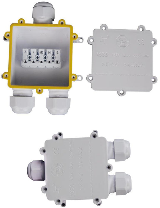 Waterproof Box Terminal Block, White, IP68, 8-12mm