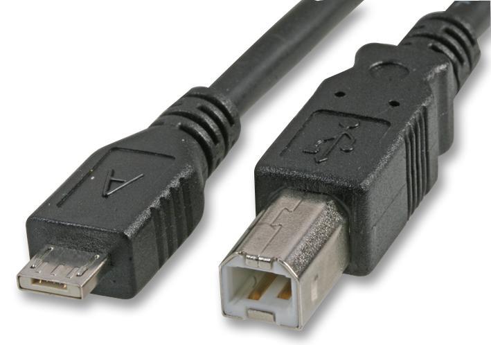 USB 2.0 B to Micro USB A Male to Male Lead, 1.8m