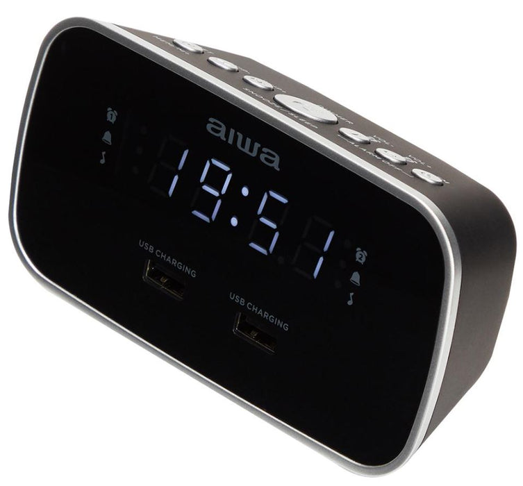 1.5W Dual Alarm Clock Radio with 2x USB Charging Port