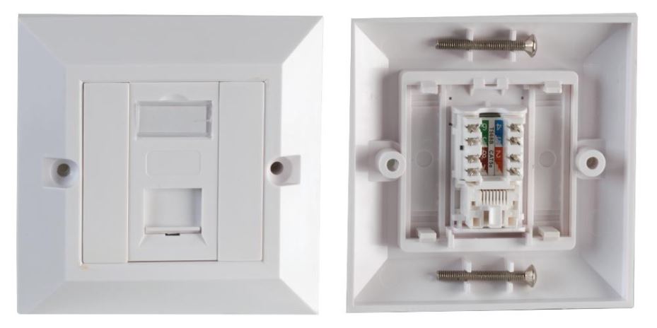 1-Gang Single RJ45 Socket Cat5e Faceplate White