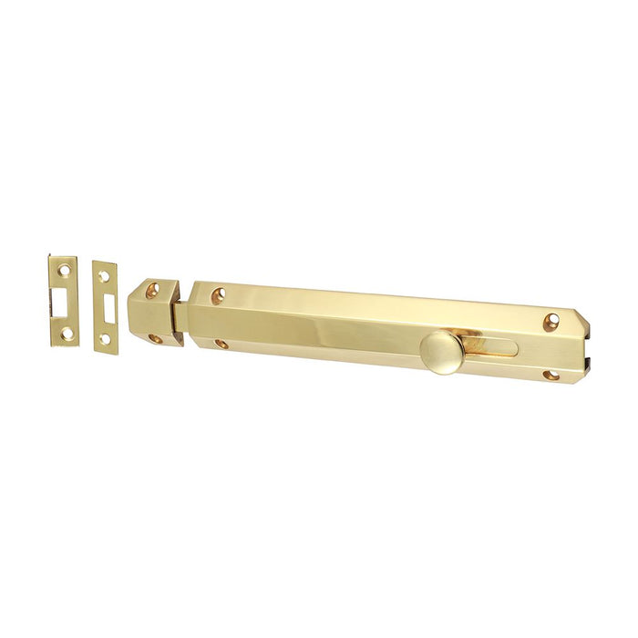 Architectural Flat Section Bolt - Polished Brass (Size 210 x 35mm - 1 Each)