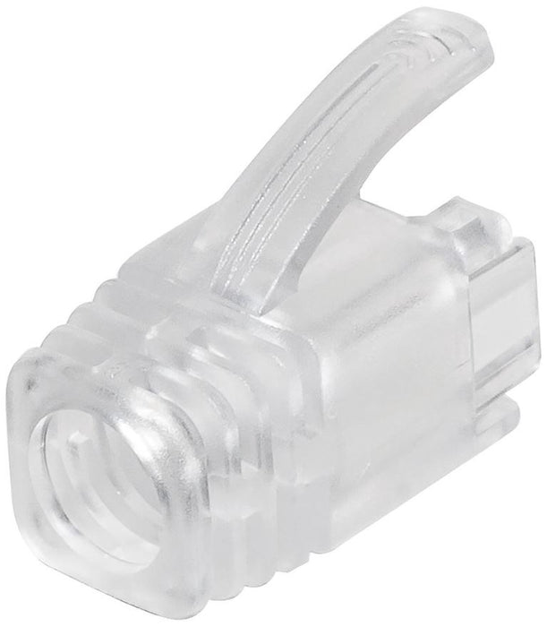 Cat6a RJ45 Boots, 7.5mm Cables, Clear, Pack of 100