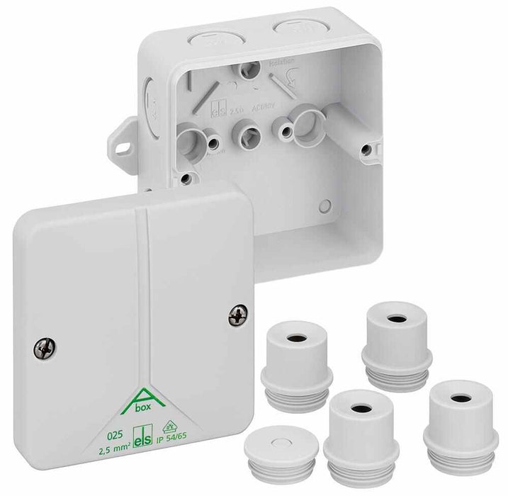 SPELSBERG IP65 ABox Polystyrene 8 Entry Junction Box with Fixing Lugs 82x82x51mm