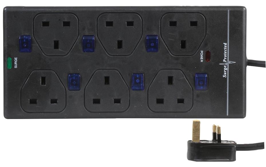 6 Way Extension Lead, Individually Switched with Surge Protection ...