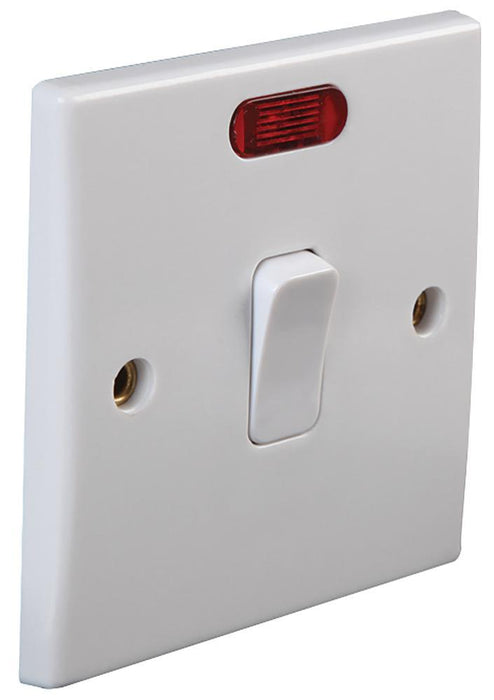 1-Gang Rounded Edge DP Wall Switch with Neon Indicator