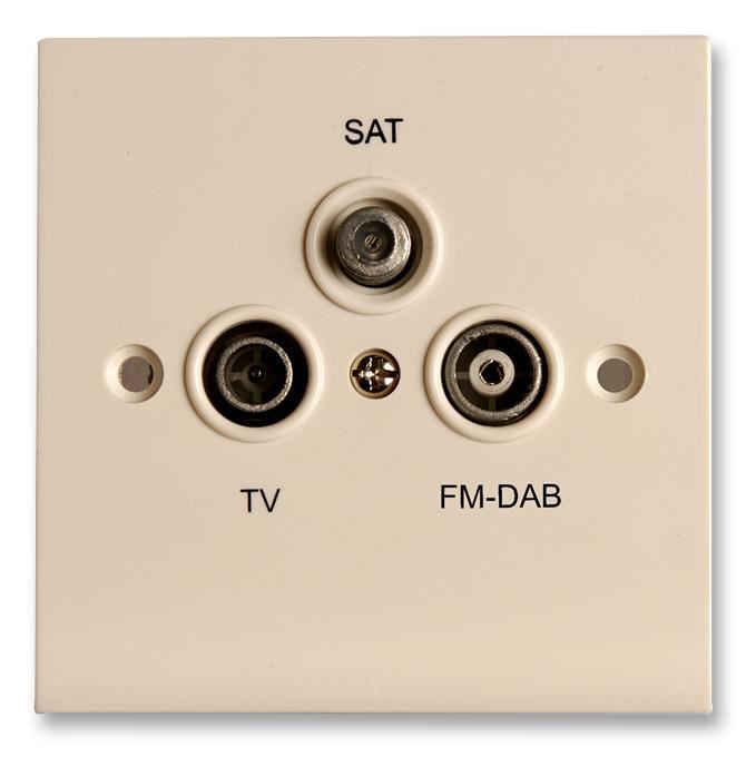 TV, FM/DAB & Satellite Screened Triplex Socket White