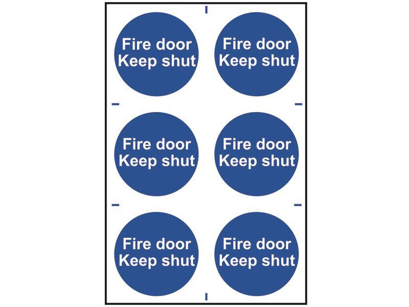 Fire Door Keep Shut - 6 PVC Signs 100 x 100mm