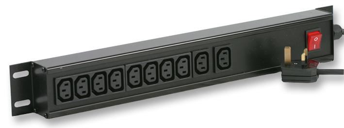 10 Way IEC C13 PDU with 13A Plug - Horizontal Rack Mount