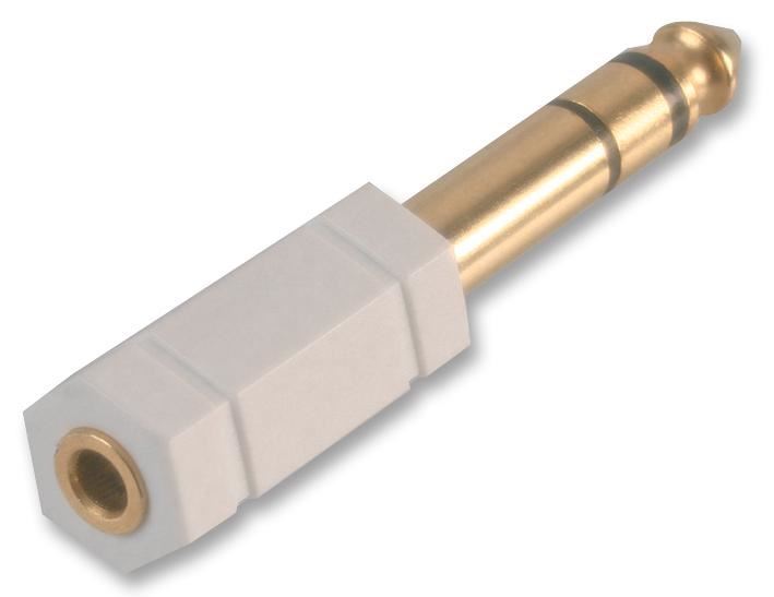 Jack Adaptor, 3.5mm to 6.35mm, Stereo, White