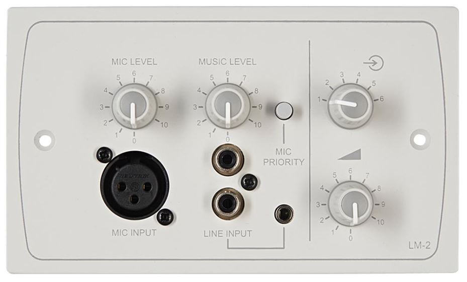 Active Wall Plate with Remote Balanced Mic (XLR) & Stereo Line Inputs - White