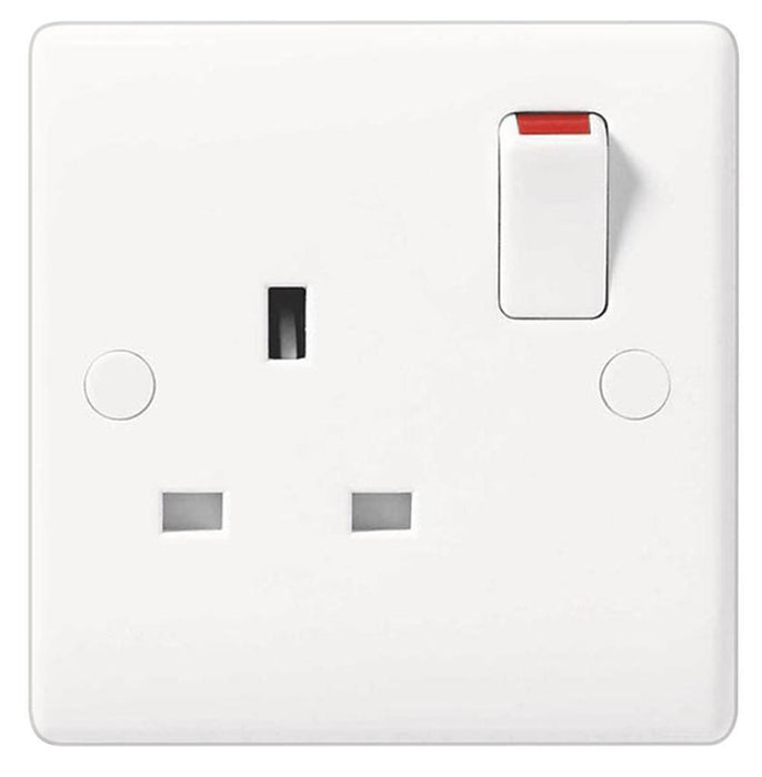 13A 1 Gang Single Pole Switched Socket, White