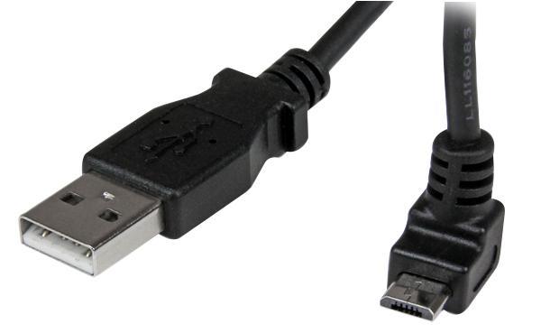 USB 2.0 A to Up Angled Micro B Lead, 1m Black