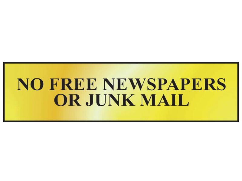 No Free Newspapers Or Junk Mail Sign