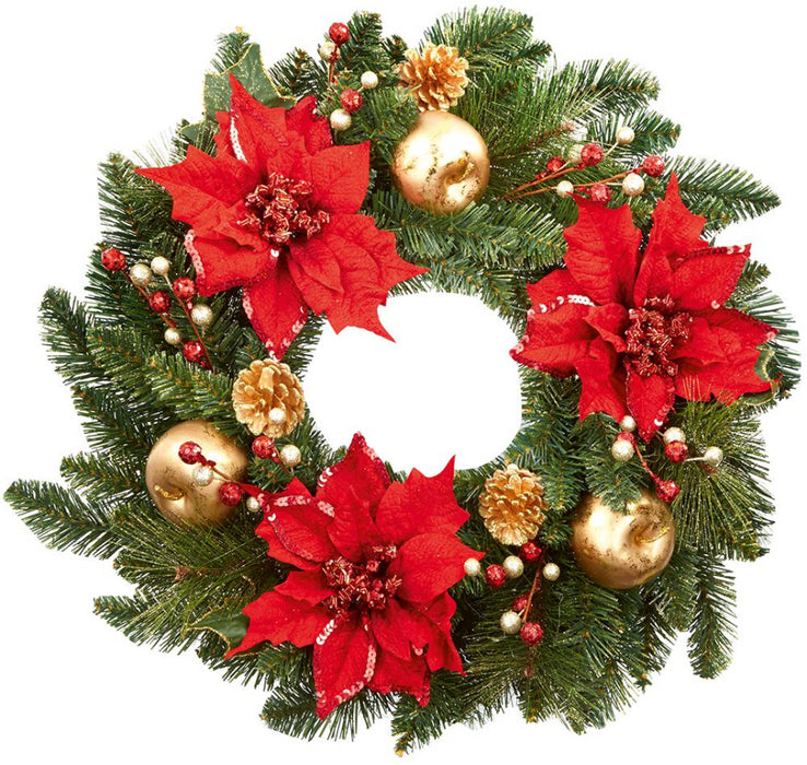 60cm Poinsettia Decorative Wreath