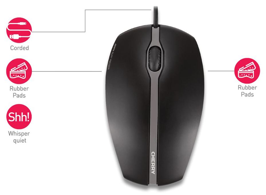 GENTIX Silent Corded Mouse, Black