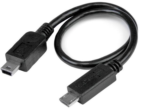 Micro USB to Mini USB 2.0 OTG Lead, 0.2m