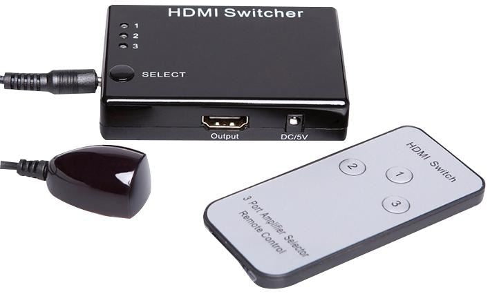 3-Port Multimedia HDMI Switch & Remote