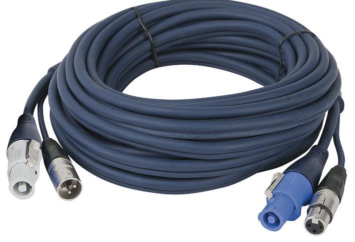3 Pin XLR + Powercon Male to Female Extension Lead, 3m Black