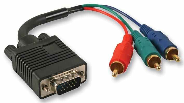 15 Pin VGA (D Sub) Male to 3x Phono (RCA) Male Lead