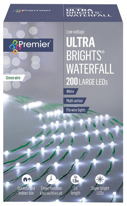 200 LED Ultrabright Waterfall / Tree Net Lights with Timer, 6.9m